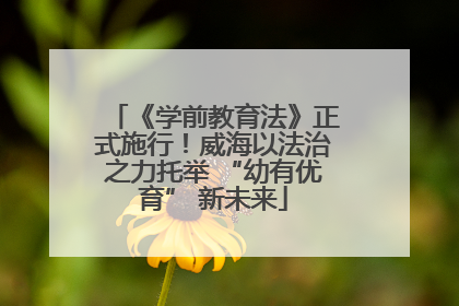 《学前教育法》正式施行！威海以法治之力托举 “幼有优育” 新未来