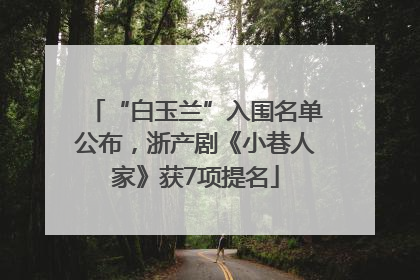 “白玉兰”入围名单公布，浙产剧《小巷人家》获7项提名