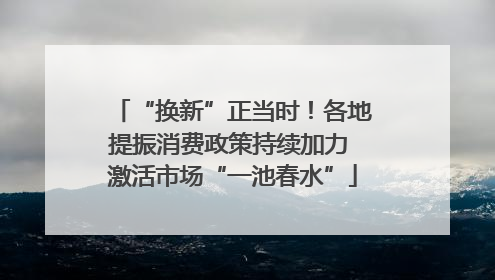 “换新”正当时！各地提振消费政策持续加力 激活市场“一池春水”
