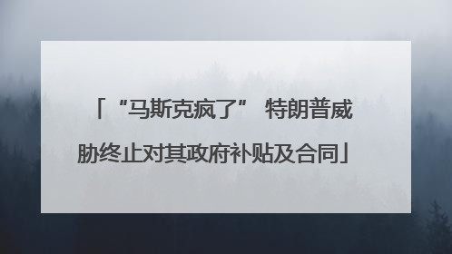 “马斯克疯了” 特朗普威胁终止对其政府补贴及合同