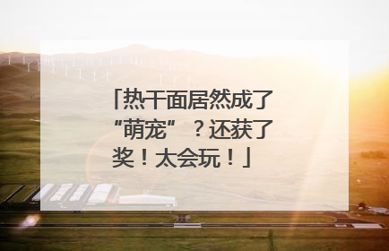 热干面居然成了“萌宠”？还获了奖！太会玩！