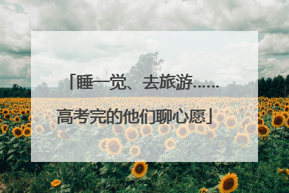 睡一觉、去旅游……高考完的他们聊心愿