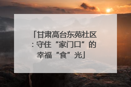 甘肃高台东苑社区：守住“家门口”的幸福“食”光