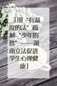 用“有温度的法”疏解“少年的愁”——湖南立法促进学生心理健康