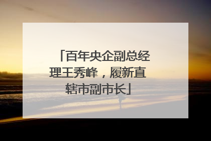 百年央企副总经理王秀峰，履新直辖市副市长