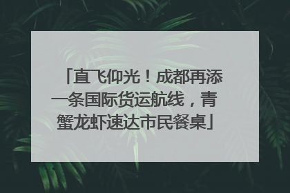 直飞仰光！成都再添一条国际货运航线，青蟹龙虾速达市民餐桌