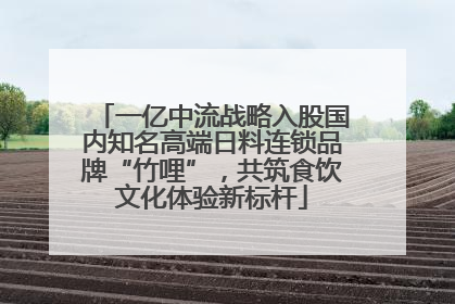 一亿中流战略入股国内知名高端日料连锁品牌“竹哩”，共筑食饮文化体验新标杆