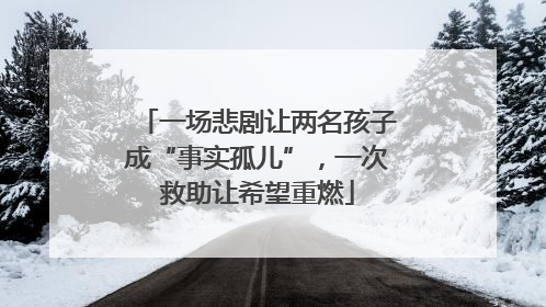一场悲剧让两名孩子成“事实孤儿”，一次救助让希望重燃