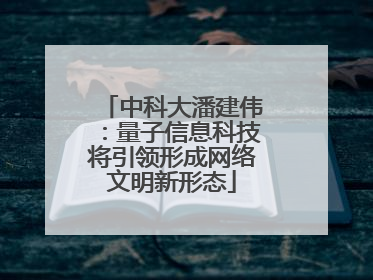 中科大潘建伟：量子信息科技将引领形成网络文明新形态