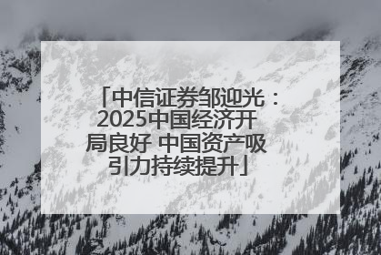 中信证券邹迎光：2025中国经济开局良好 中国资产吸引力持续提升