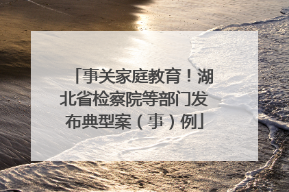 事关家庭教育！湖北省检察院等部门发布典型案（事）例