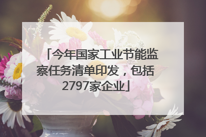 今年国家工业节能监察任务清单印发，包括2797家企业