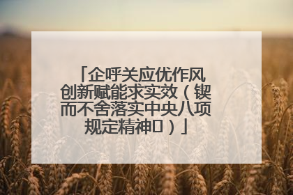 企呼关应优作风 创新赋能求实效（锲而不舍落实中央八项规定精神⑭）