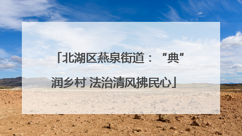 北湖区燕泉街道：“典”润乡村 法治清风拂民心