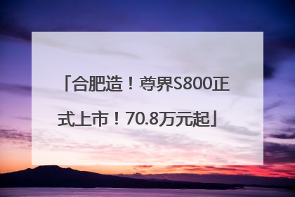 合肥造！尊界S800正式上市！70.8万元起