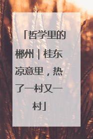 哲学里的郴州｜桂东凉意里，热了一村又一村