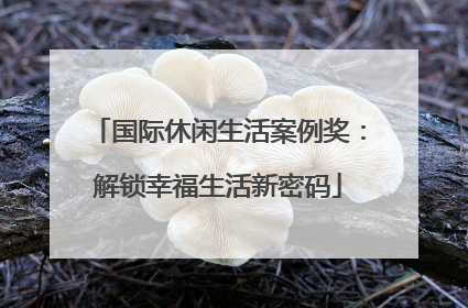 国际休闲生活案例奖：解锁幸福生活新密码