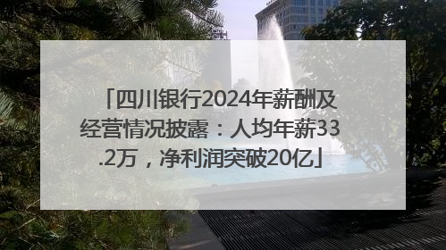 四川银行2024年薪酬及经营情况披露：人均年薪33.2万，净利润突破20亿