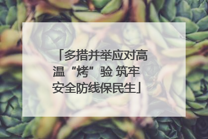 多措并举应对高温“烤”验 筑牢安全防线保民生