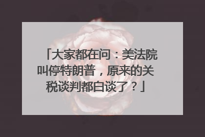 大家都在问：美法院叫停特朗普，原来的关税谈判都白谈了？
