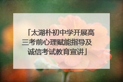 太湖朴初中学开展高三考前心理赋能指导及诚信考试教育宣讲