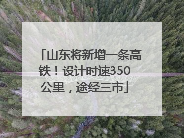 山东将新增一条高铁！设计时速350公里，途经三市