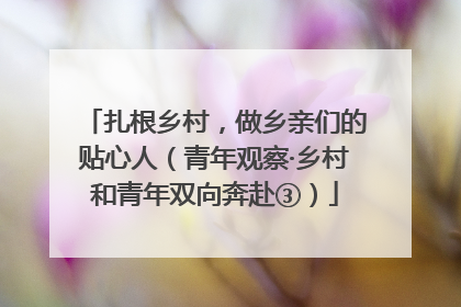 扎根乡村，做乡亲们的贴心人（青年观察·乡村和青年双向奔赴③）