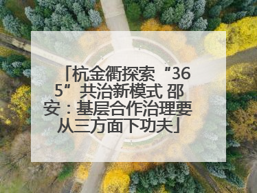 杭金衢探索“365”共治新模式 邵安：基层合作治理要从三方面下功夫