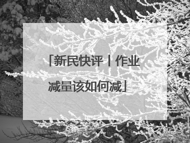 新民快评丨作业减量该如何减