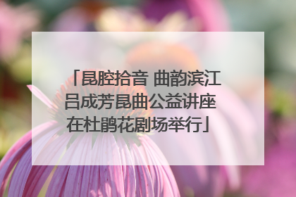 昆腔拾音 曲韵滨江 吕成芳昆曲公益讲座在杜鹃花剧场举行