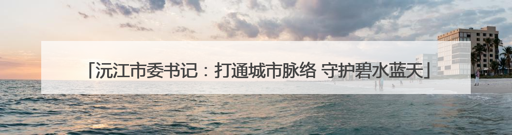 沅江市委书记：打通城市脉络 守护碧水蓝天