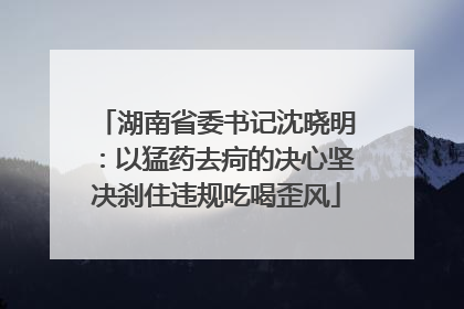 湖南省委书记沈晓明：以猛药去疴的决心坚决刹住违规吃喝歪风