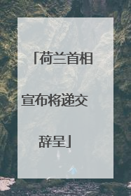 荷兰首相宣布将递交辞呈
