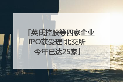 英氏控股等四家企业IPO获受理 北交所今年已达25家