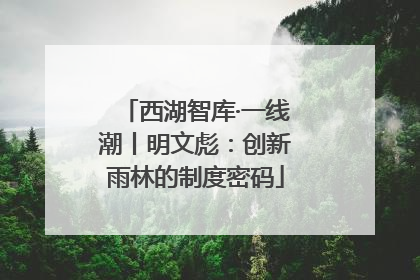西湖智库·一线潮丨明文彪：创新雨林的制度密码