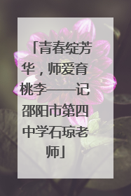 青春绽芳华，师爱育桃李——记邵阳市第四中学石琼老师