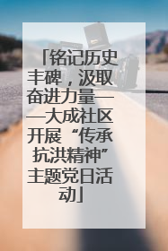铭记历史丰碑，汲取奋进力量——大成社区开展“传承抗洪精神”主题党日活动