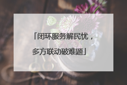 闭环服务解民忧，多方联动破难题