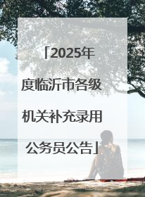 2025年度临沂市各级机关补充录用公务员公告